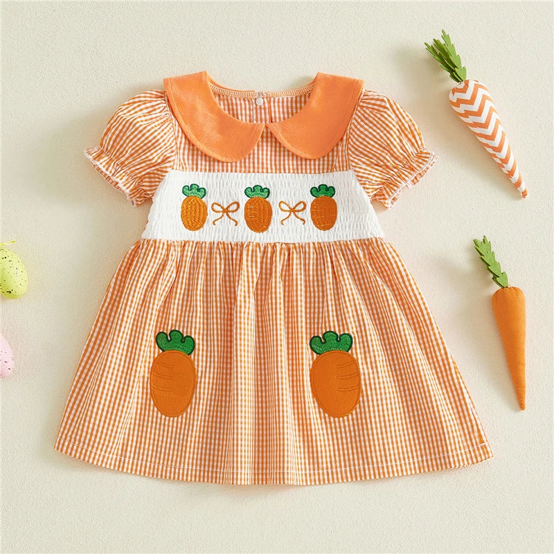 Carrot Gingham Girls’ Dress