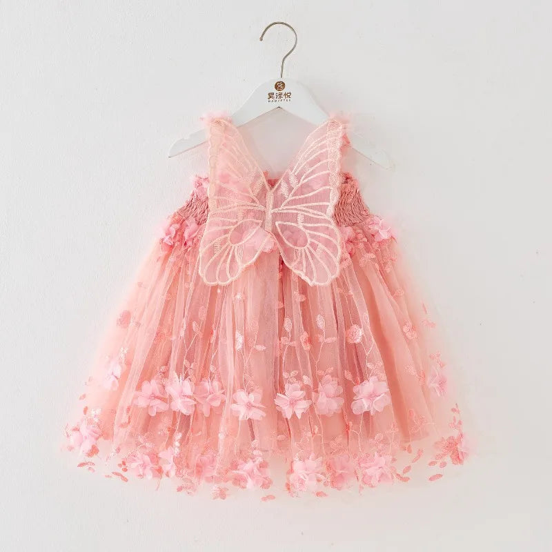 Girls' Pink Butterfly Princess Dress – Magic Tree Kids