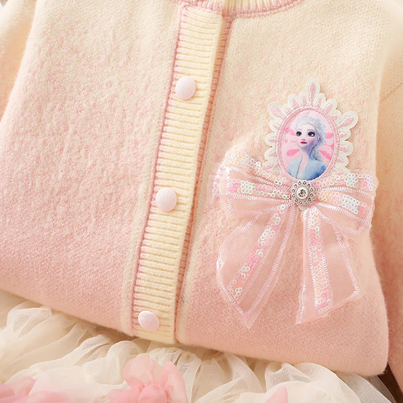 Eisprinzessinnen-Outfit für Mädchen – Tüll-Tutu-Rock & Strickoberteil