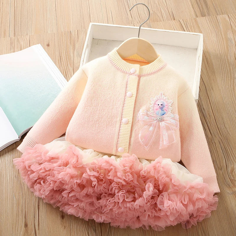 Ice Princess Outfit for Girls – Tulle Tutu Skirt & Knitted Top
