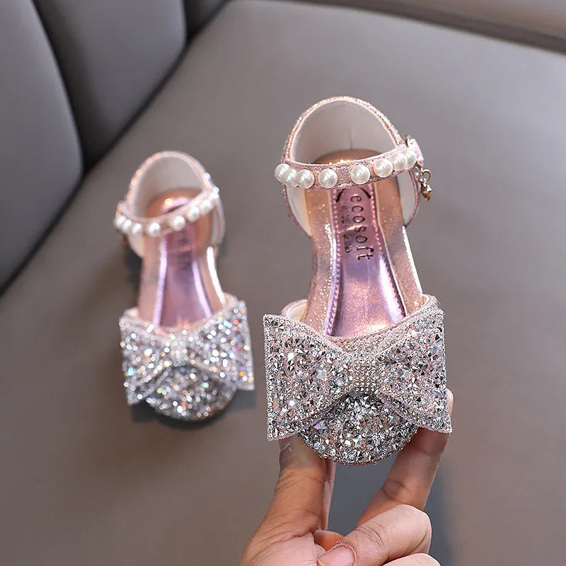 Girls' Party Shoes with Sparkly Bow