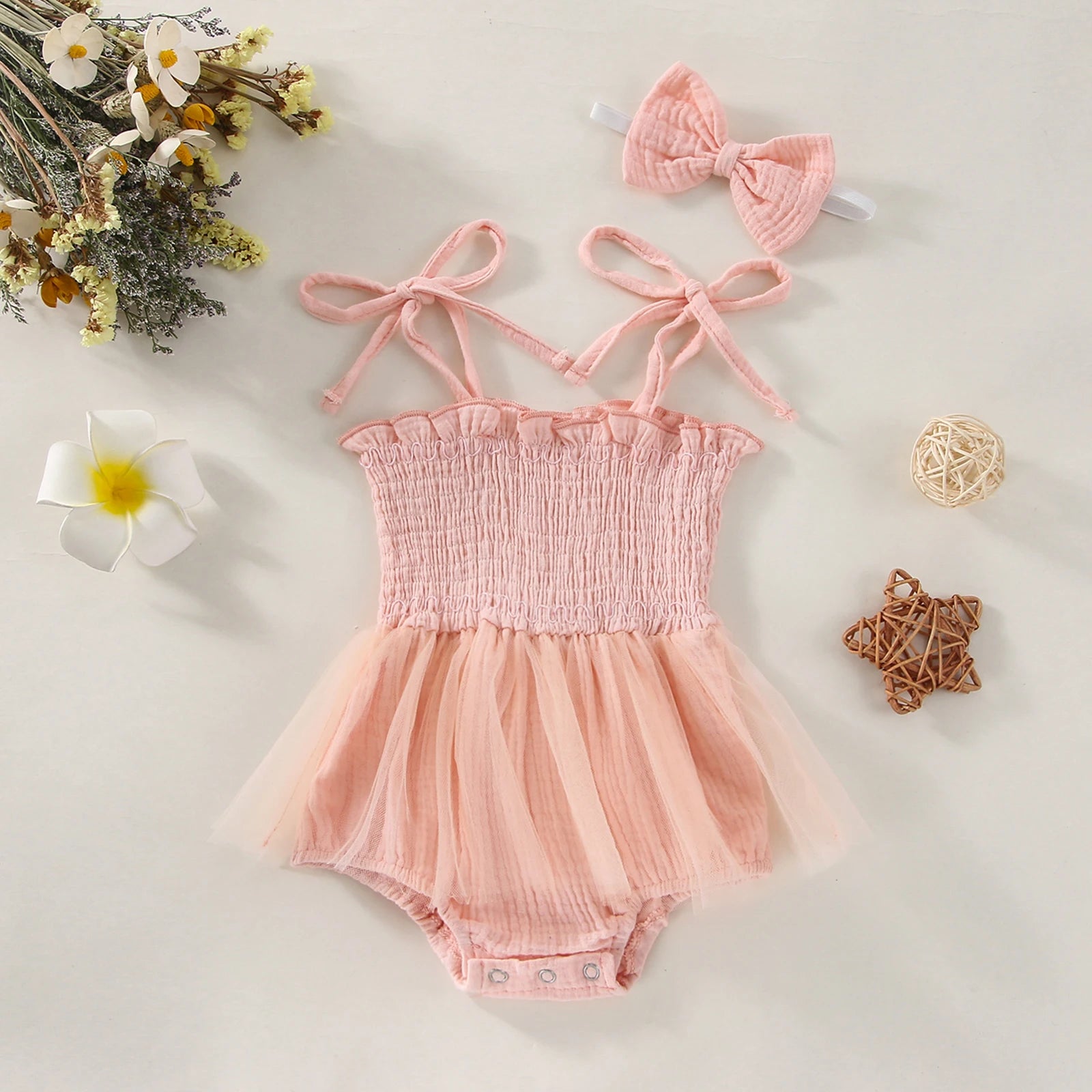 Conjunto de mameluco de bebé de tul princesa