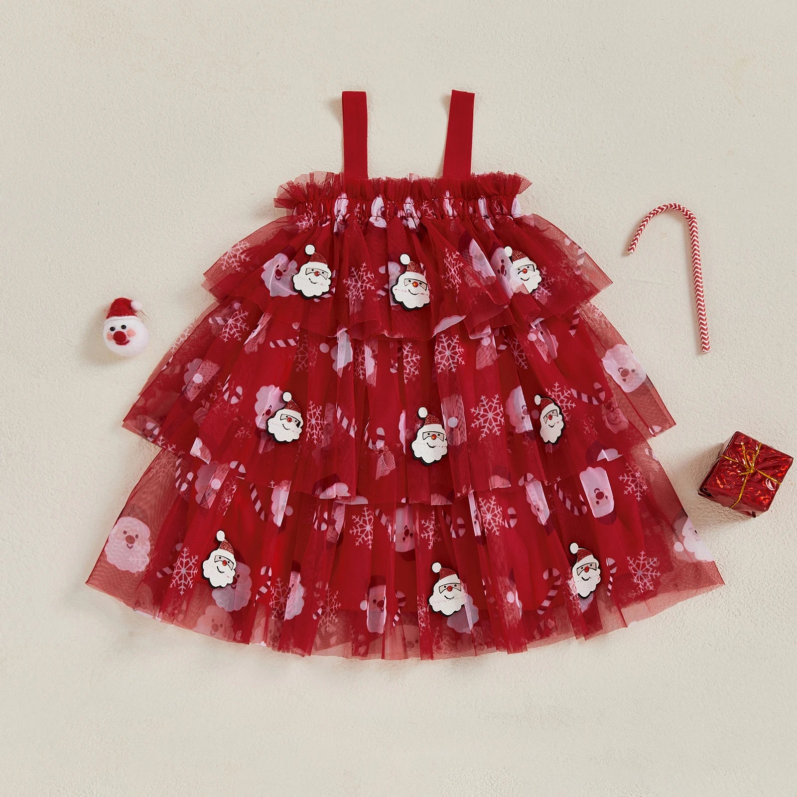 Santa Party Layered Tulle Dress