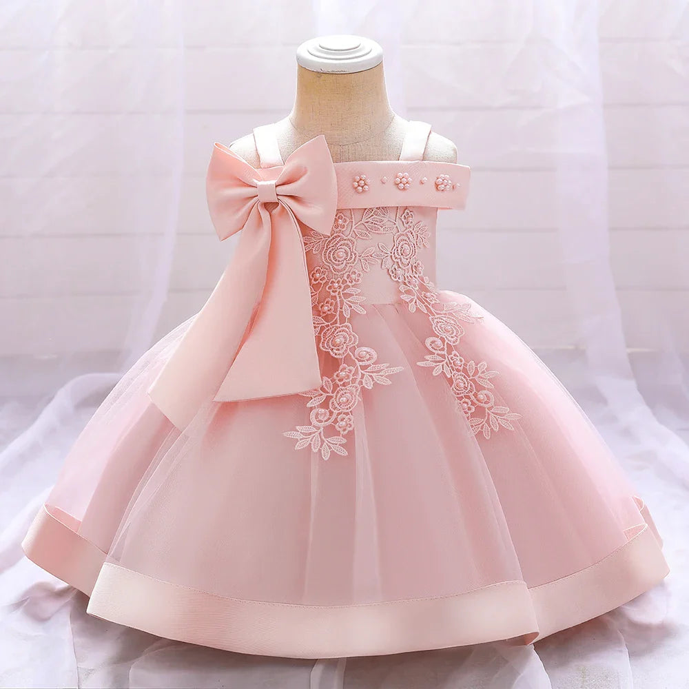 Flower and Bow Kids' Party Dress