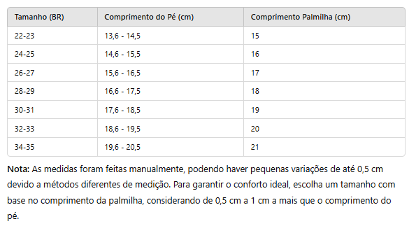 Size chart for kids bunny cloud slippers with insole length in cm