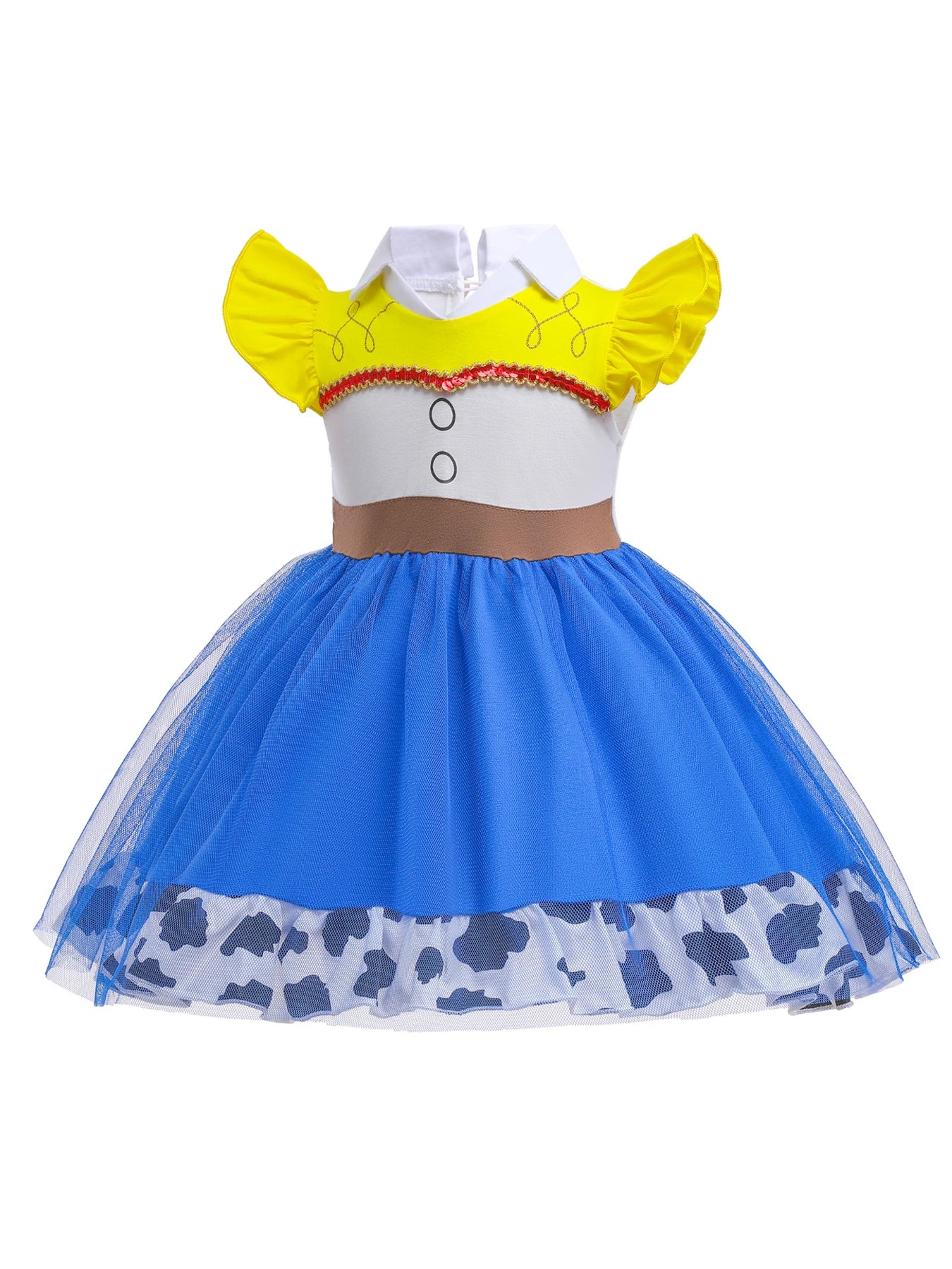 Western-inspired girls' party dress with layered tulle skirt