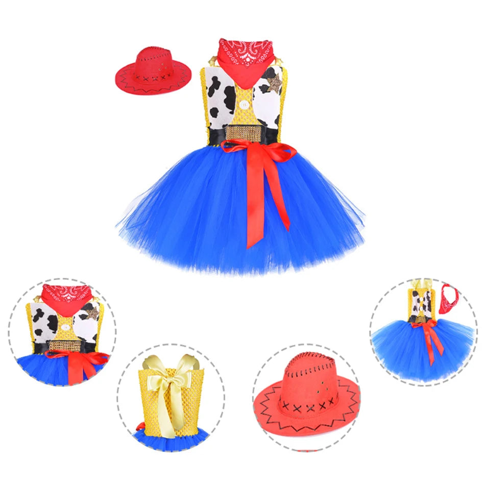 Girls' party tutu costume in western cowgirl style