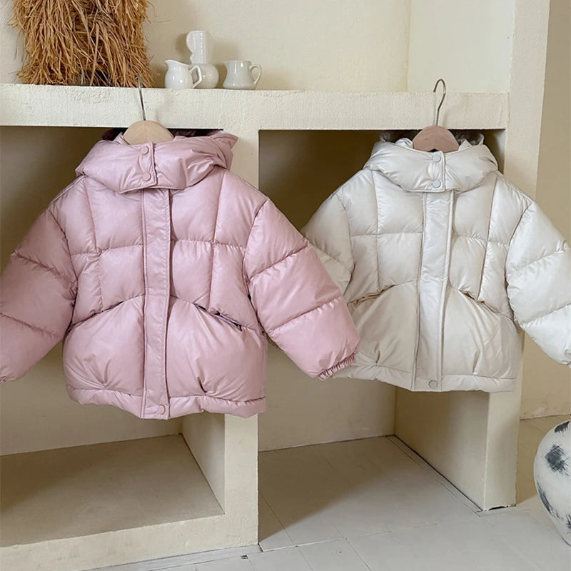 Girls' hooded puffer coat by Magic Tree Kids in cozy winter style