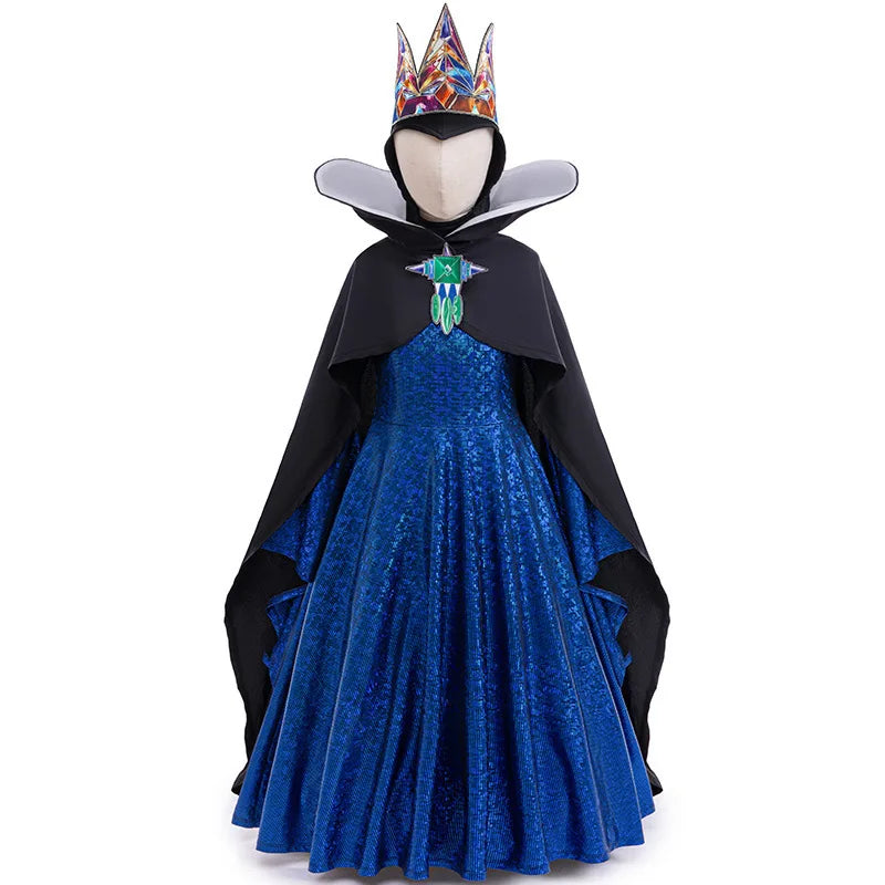 Dramatic fairytale villain gown with regal collar styling for girls