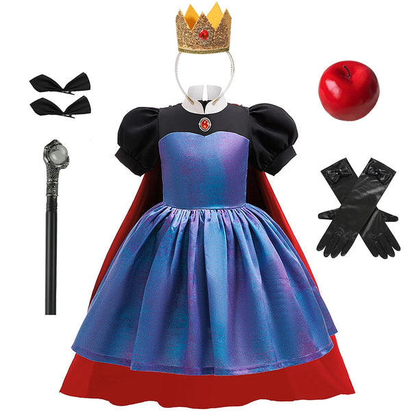 Girls' dark queen regal princess costume dress from Magic Tree Kids, front view