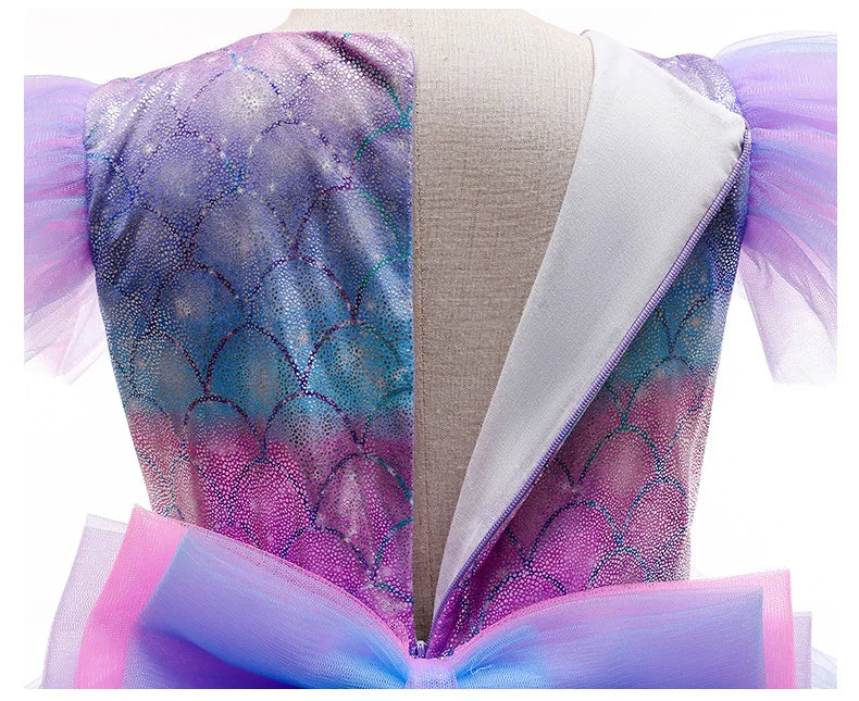 Dreamy Mermaid rainbow sparkle dress for girls, back view – Magic Tree Kids