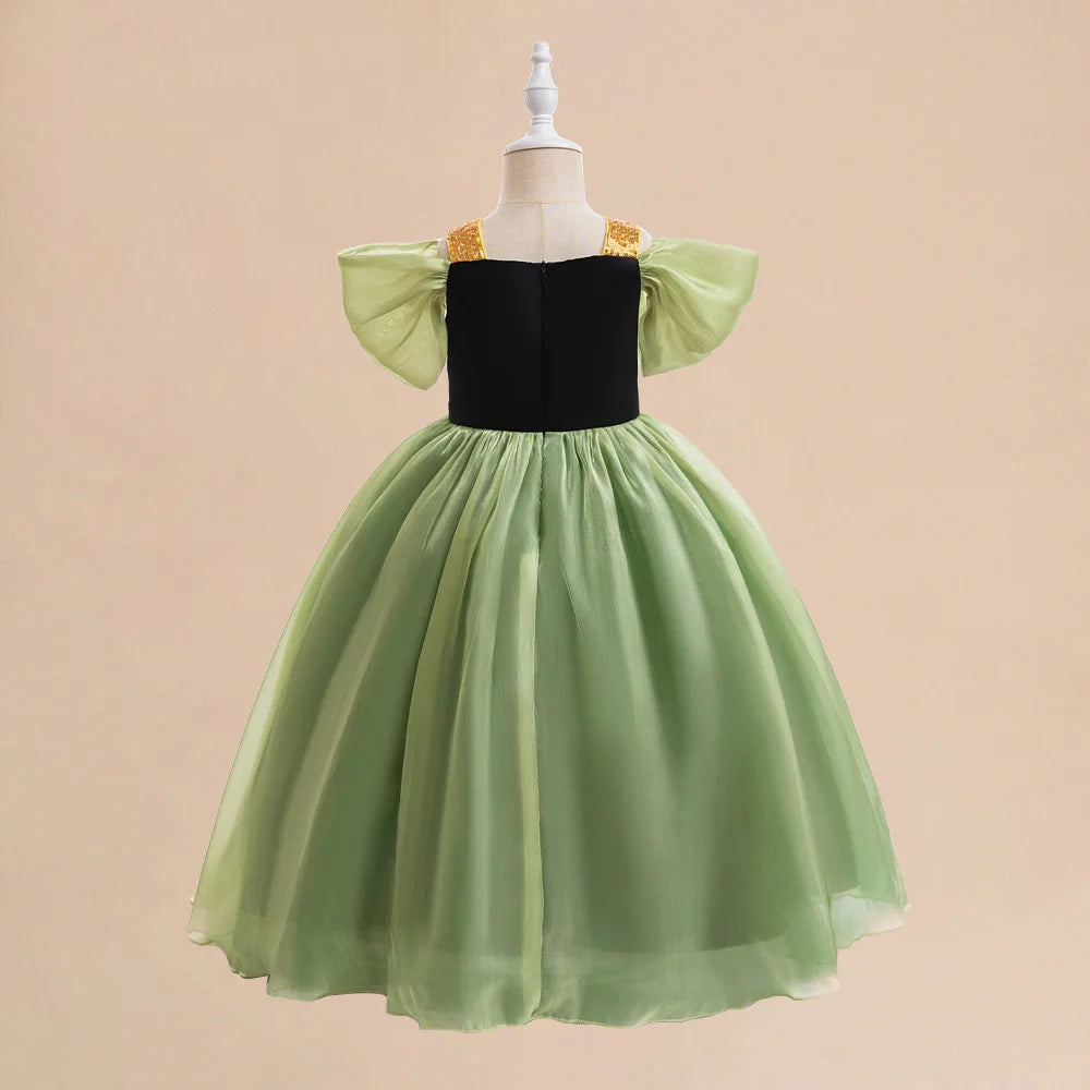 Enchanted Green princess costume for girls, detail view – Magic Tree Kids