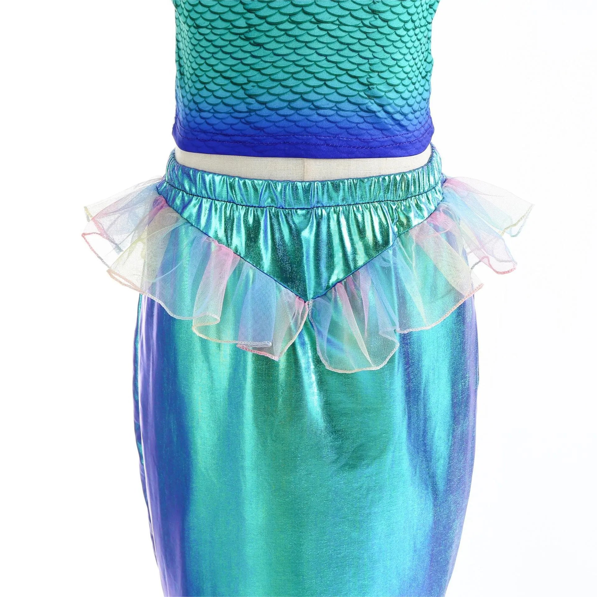Enchanted Rainbow Mermaid costume for girls, close-up β Magic Tree Kids