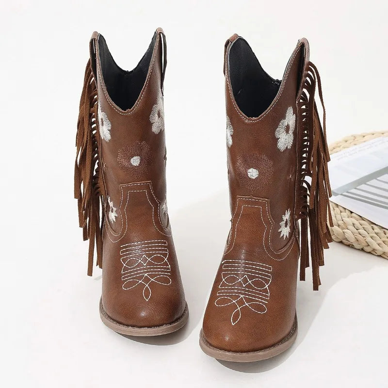 Magic Tree Kids floral western boots for girls in autumn cowgirl style