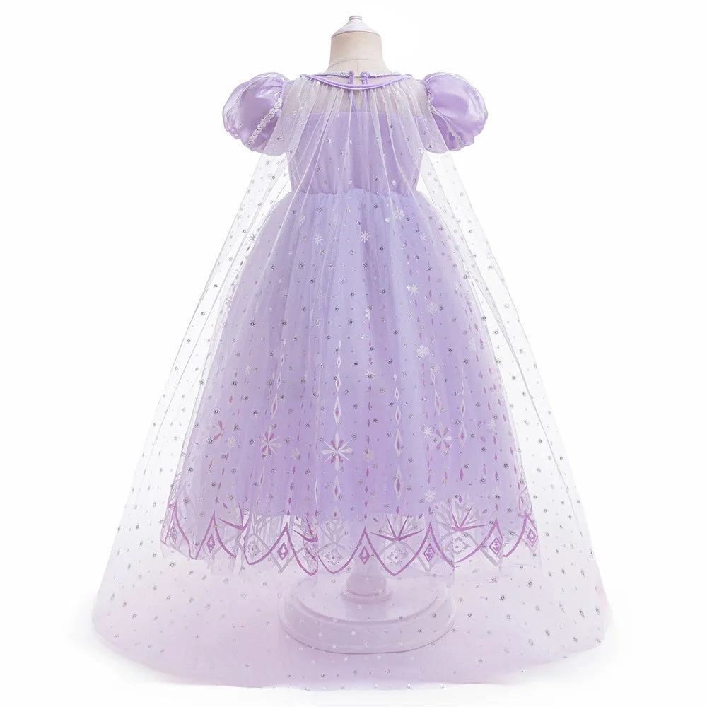 Sparkling royal purple snow queen party dress with full tulle skirt