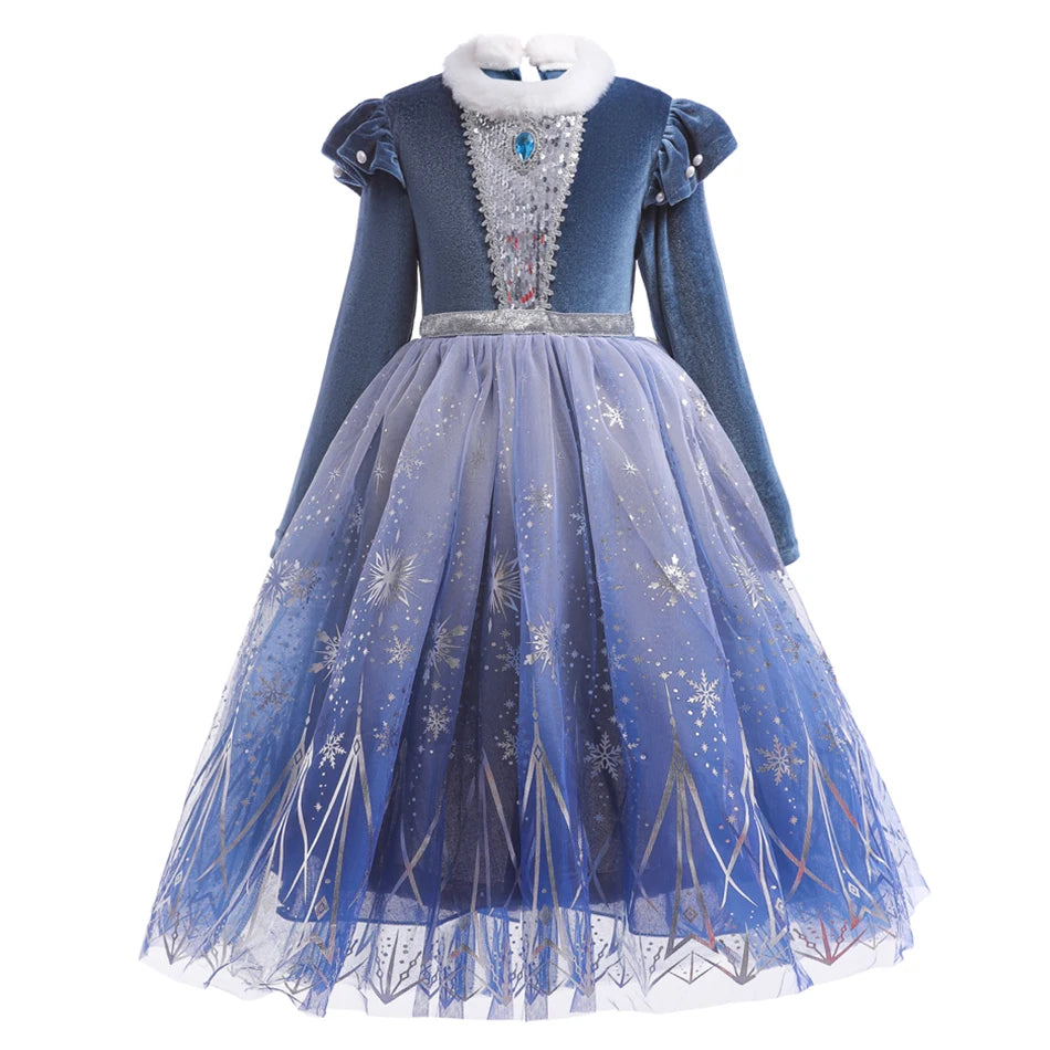 Ice Princess Costume – Velvet & Snowflake Tulle – Magic Tree Kids