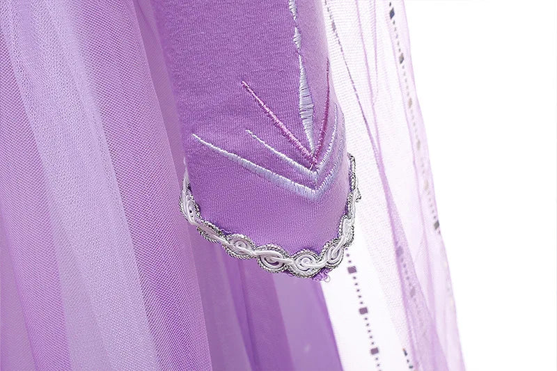 Lilac winter princess dress-up costume with flowing cape