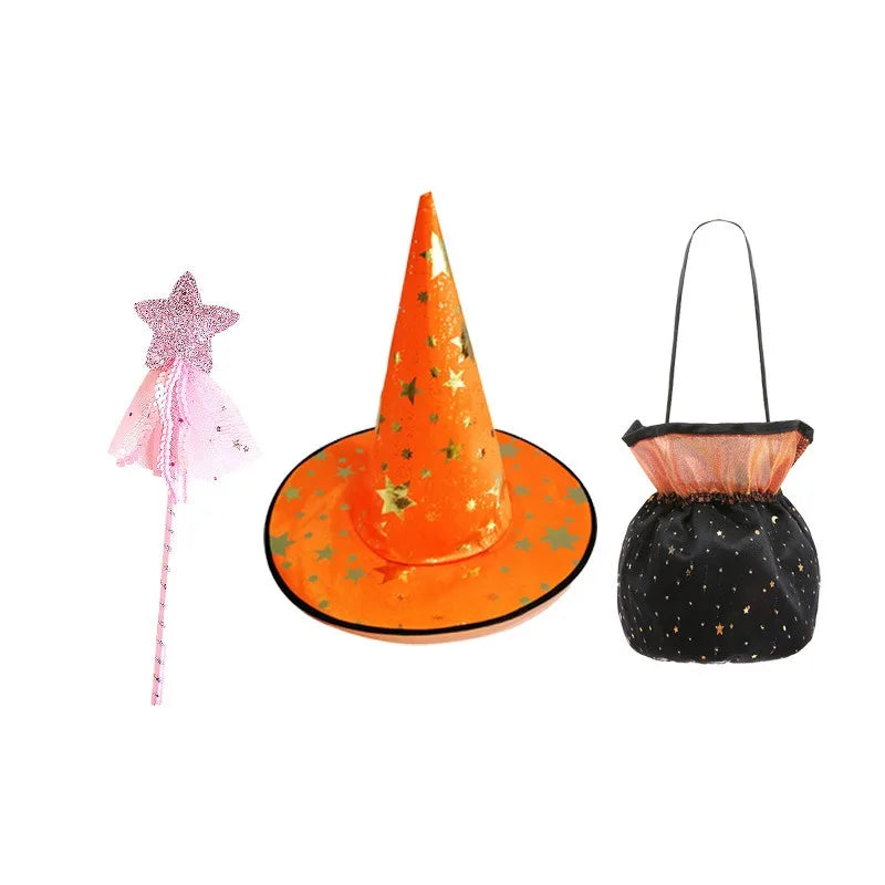 Halloween stage performance party dress in glowing orange for girls