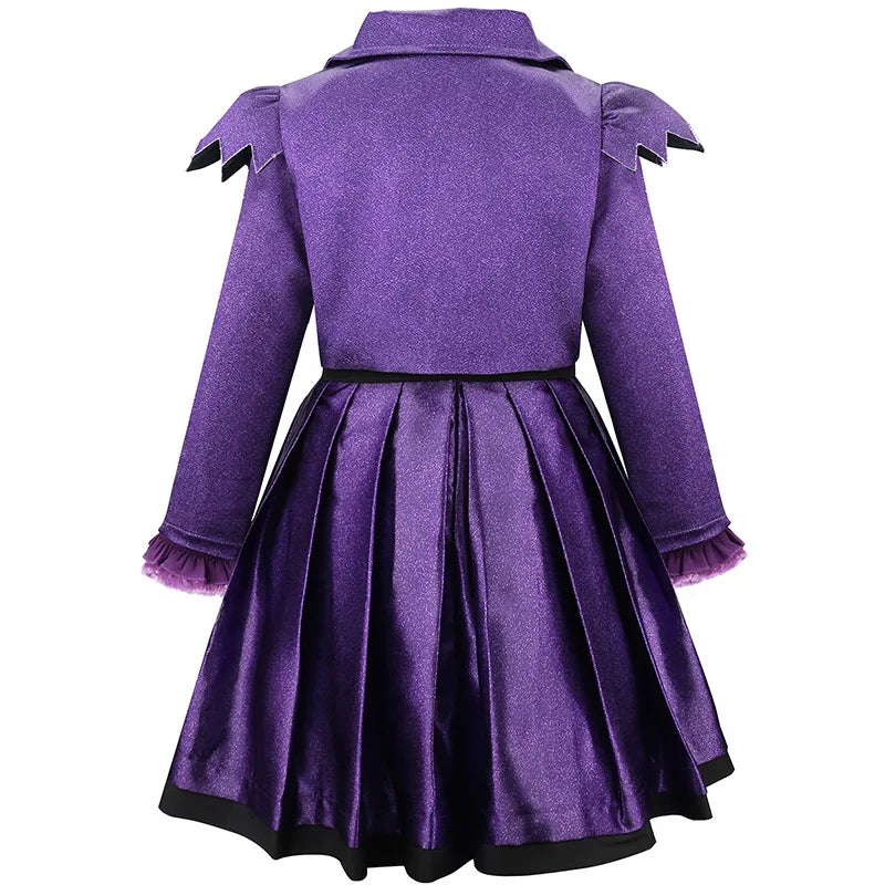 Purple gothic princess costume dress with long sleeves for girls