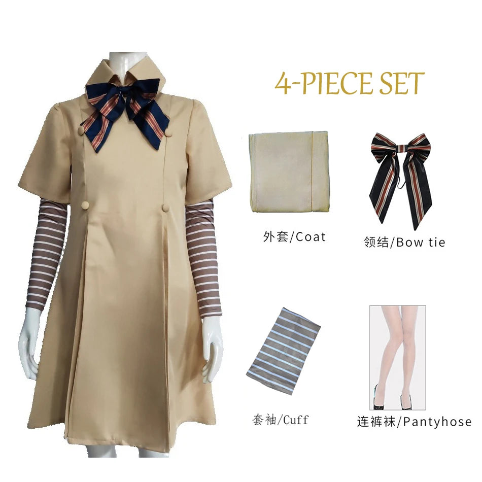 Patchwork-print A-line costume dress with full sleeves for kids' Halloween party