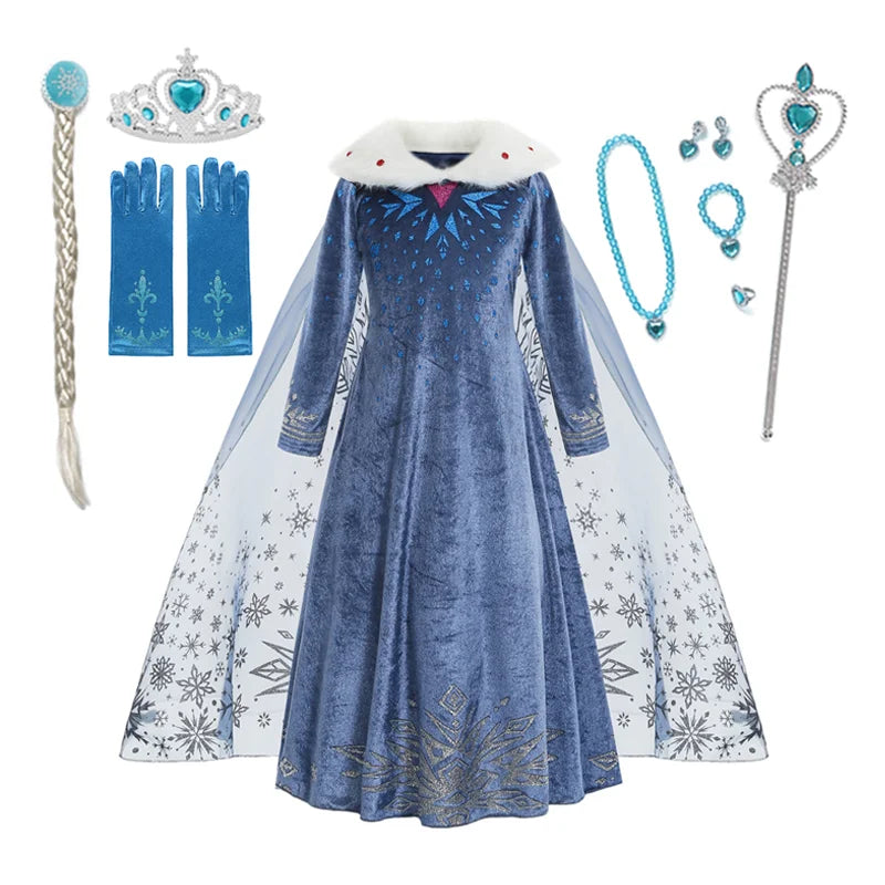 Northern Ice Queen deluxe costume set for girls, cape detail β Magic Tree Kids