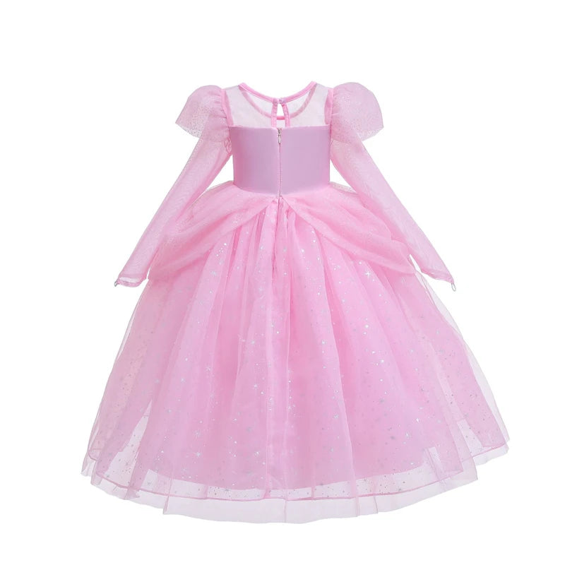 Pink Princess starry gown for girls, front view – Magic Tree Kids