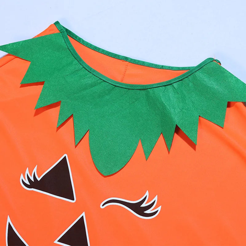 Glow-in-the-dark pumpkin print detail on kids' witch cloak