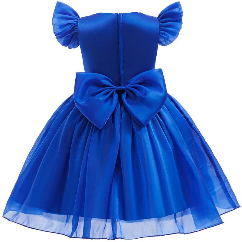 Girls' blue puppy-inspired tutu costume dress with flutter sleeves by Magic Tree Kids