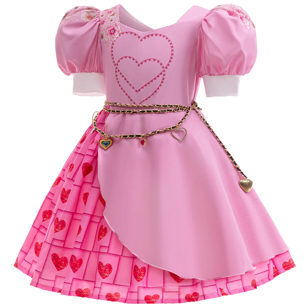 Pink princess party dress with decorative gem belt detail