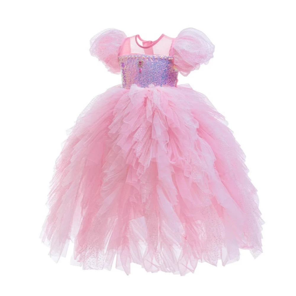 Royal Pink Blossom Gown for girls, detail view β Magic Tree Kids