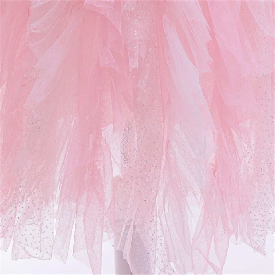 Royal Pink Blossom Gown for girls, sparkle detail β Magic Tree Kids