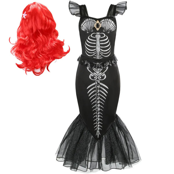 Girls' sea mermaid Halloween costume dress with trumpet silhouette by Magic Tree Kids