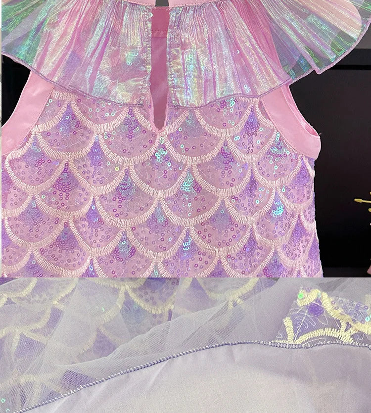 Seashell Sparkle dress for girls, detail view – Magic Tree Kids