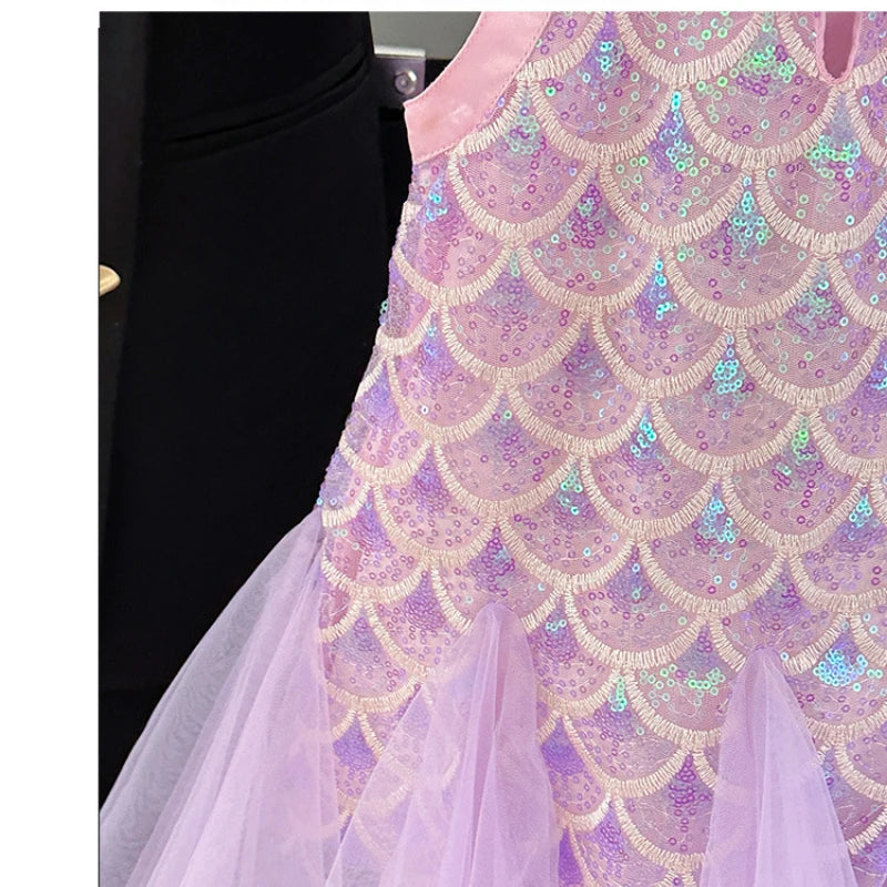 Seashell Sparkle dress for girls, back view – Magic Tree Kids