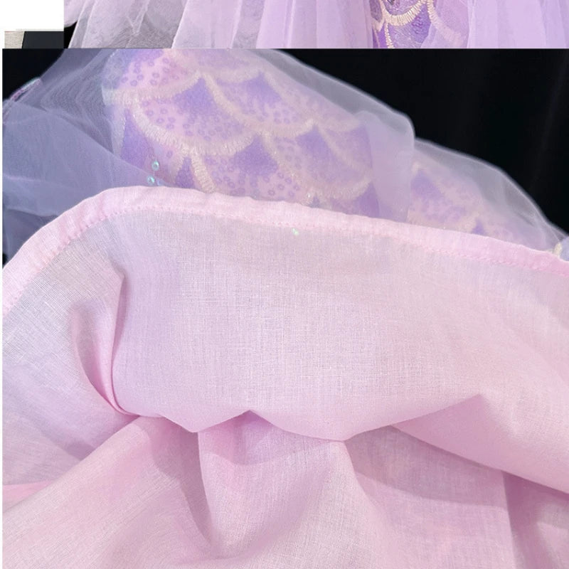 Seashell Sparkle dress for girls, close-up – Magic Tree Kids