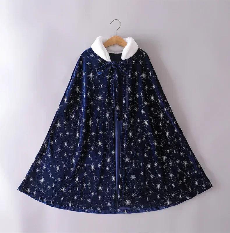 Snow Queen winter cape for girls, detail view – Magic Tree Kids