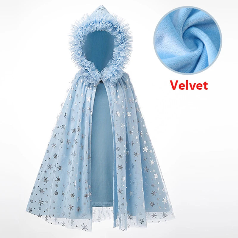 Snowflake Sparkle hooded cape for girls, detail view – Magic Tree Kids