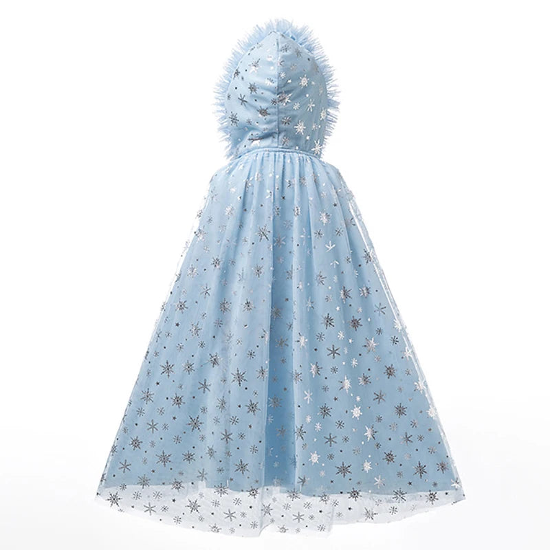 Snowflake Sparkle hooded cape for girls, hood detail – Magic Tree Kids