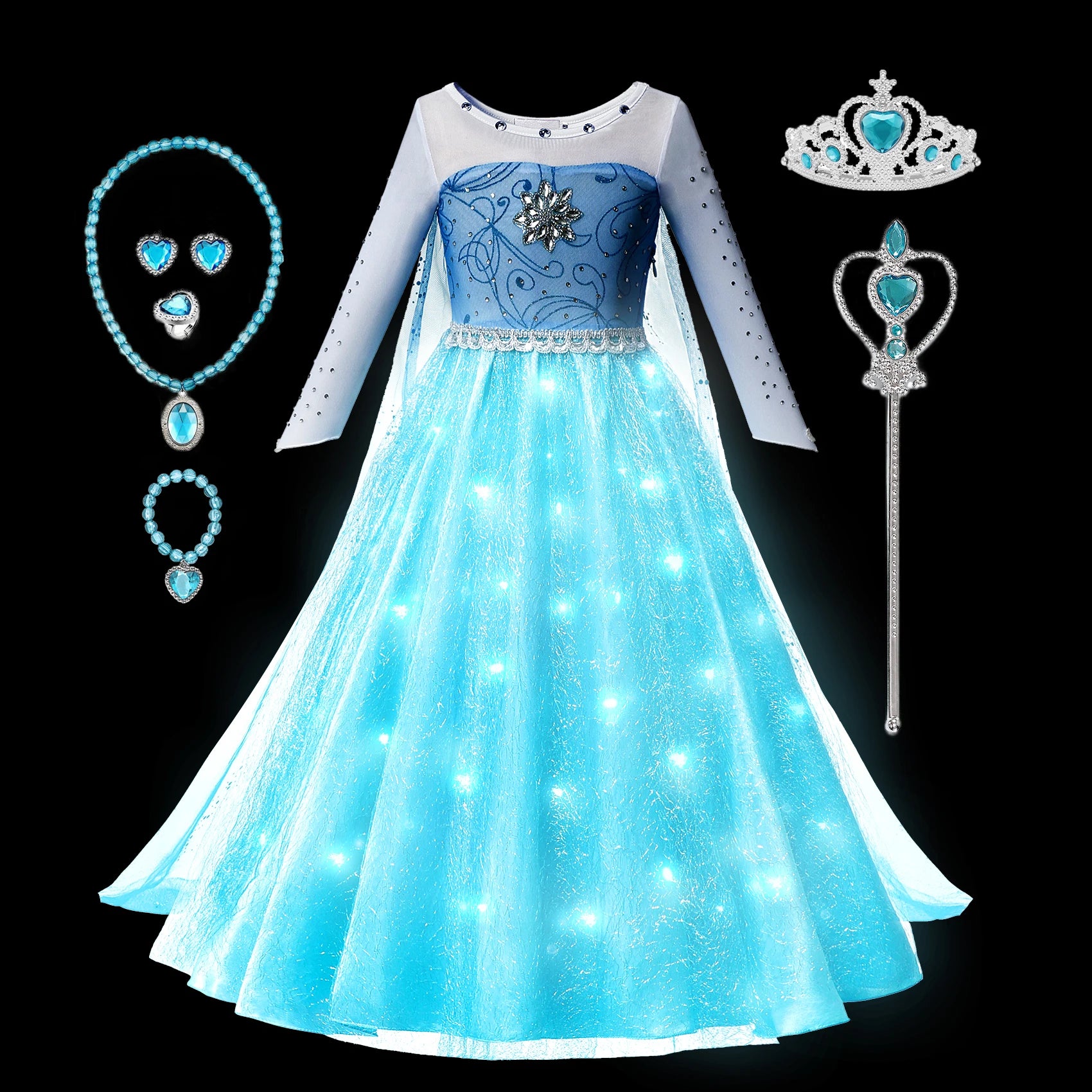 Snowlight Princess gown for girls, skirt detail – Magic Tree Kids