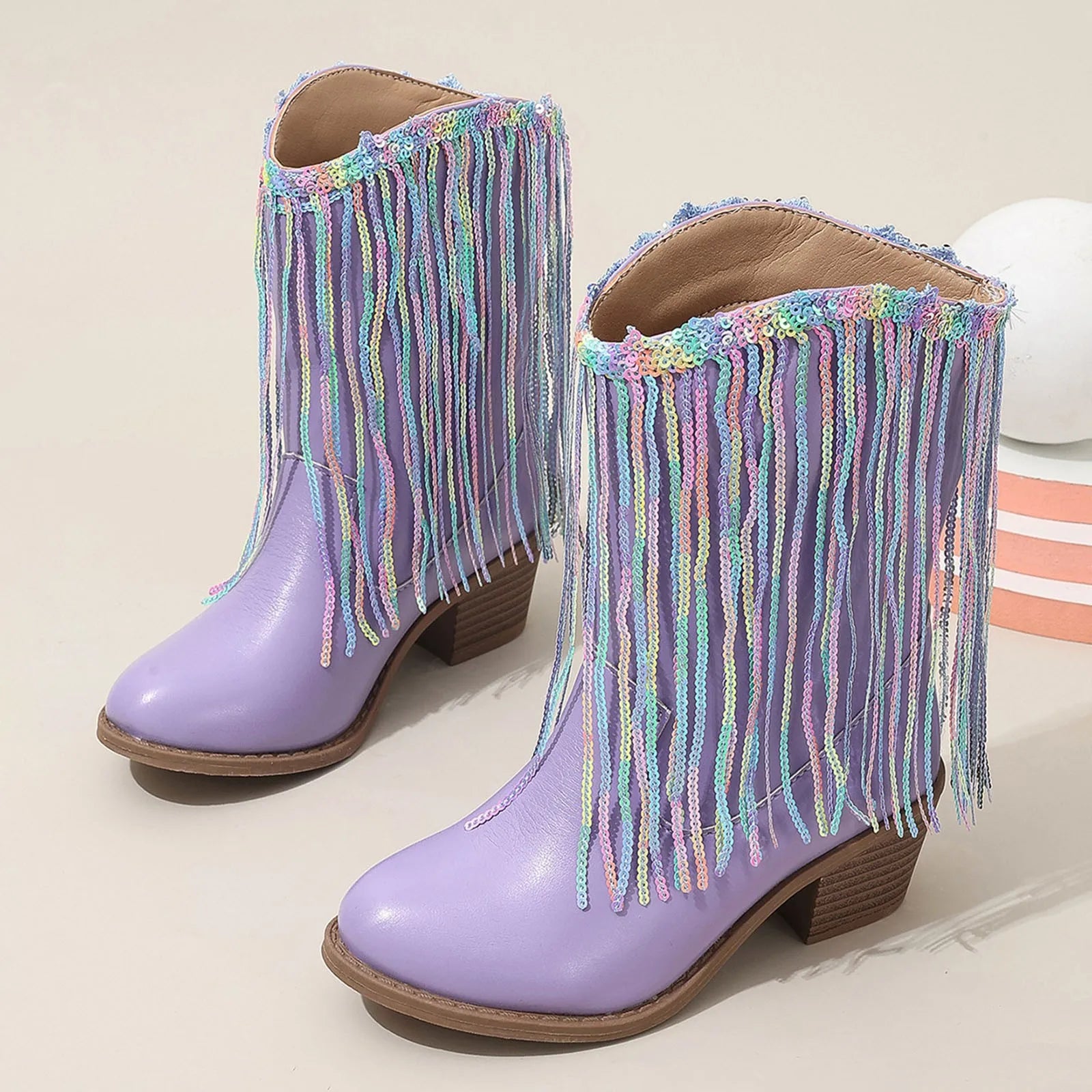 Purple tassel cowgirl boots for girls by Magic Tree Kids