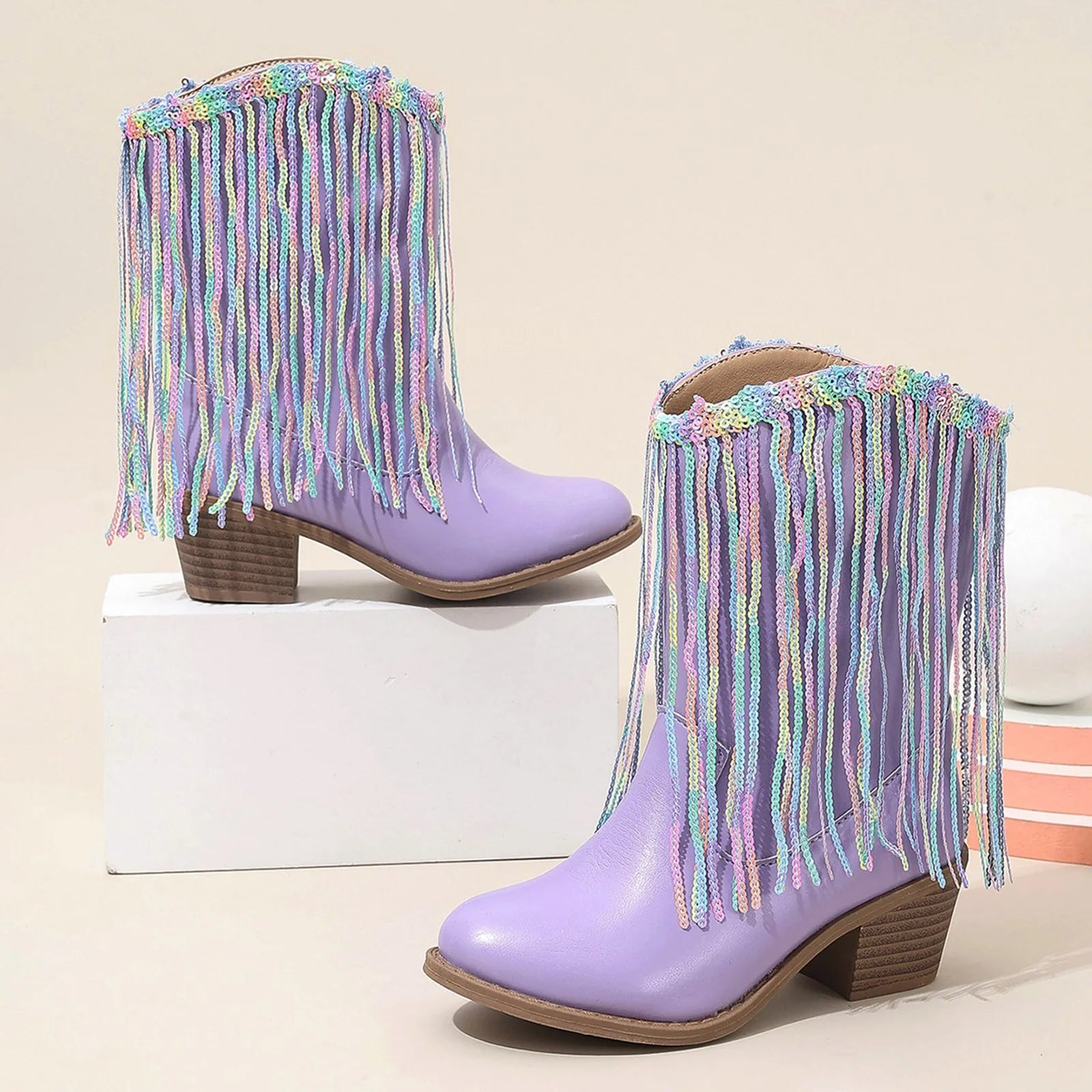 Flat-heeled purple cowgirl boots for everyday adventures