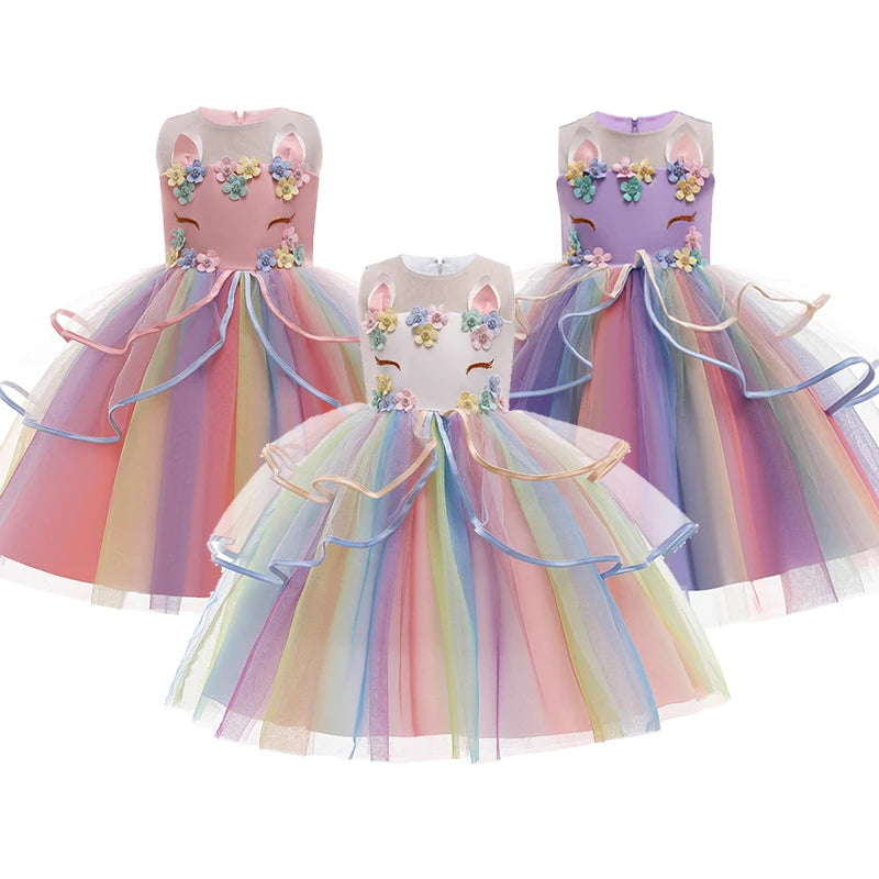Unicorn Dream Princess Dress with floral accents for girls by Magic Tree Kids
