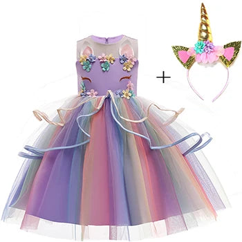 Unicorn Dream Princess Dress shown in three magical colorways