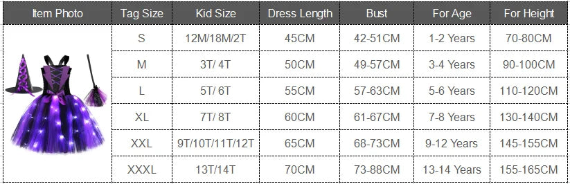 Light Up Witch Costume Dress for Girls