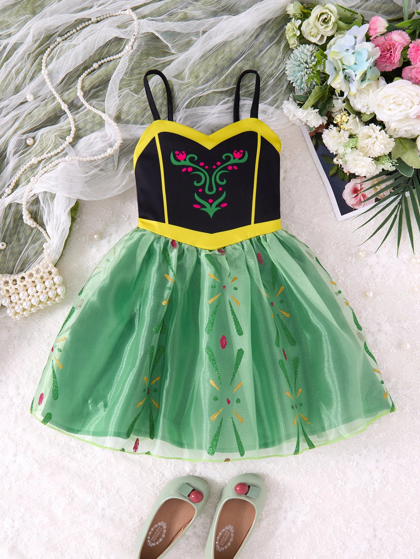 Green Princess Girls’ Dress