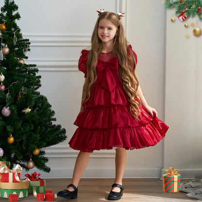 Holiday Ruffle Bow Dress