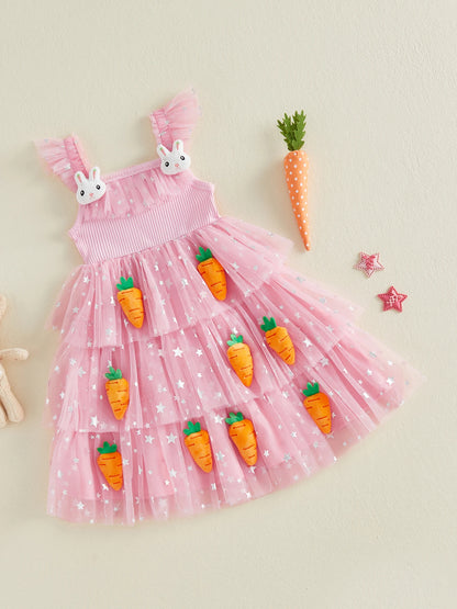 Girls’ Dress Bunny Princess Pink Tulle Dress