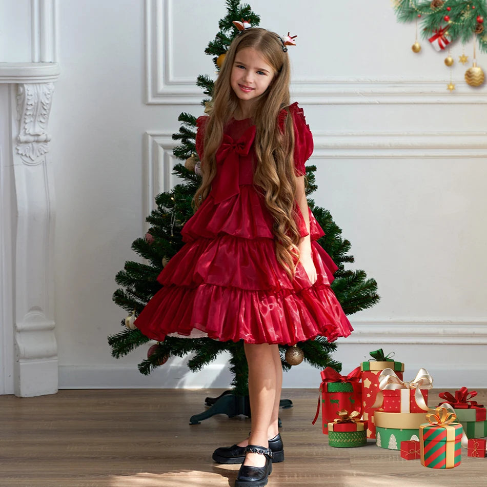 Holiday Ruffle Bow Dress