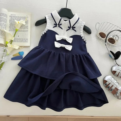 Navy & White Princess Dress