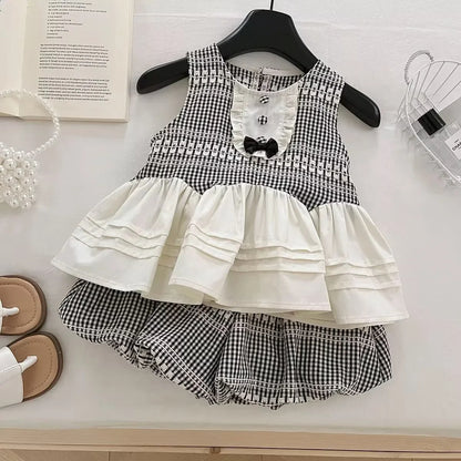 Süßes Picknick – Schwarz-weißes Gingham-Set für Mädchen